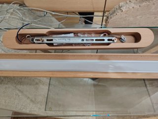 Lámpara colgante LED madera y cristal