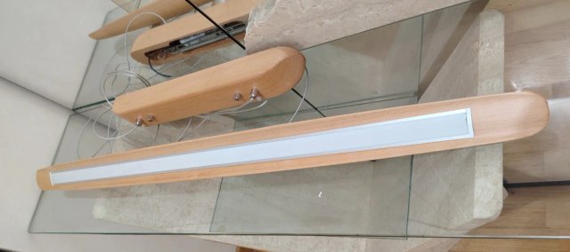 Lámpara colgante LED madera y cristal
