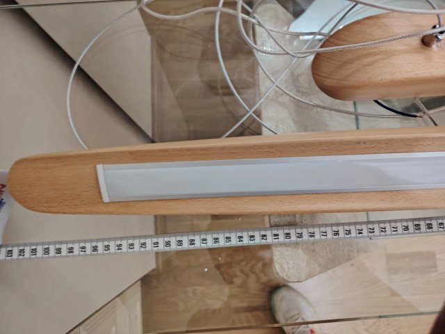 Lámpara colgante LED madera y cristal