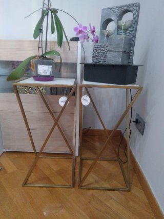Tavoli Ausiliari Dorati con Marmo (2)