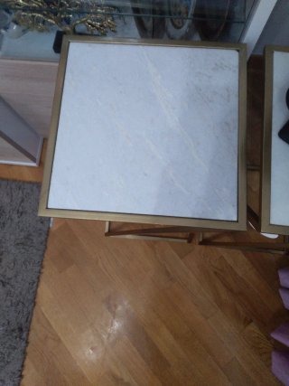 Tavoli Ausiliari Dorati con Marmo (2)