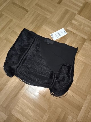 Falda Zara Flecos Negra Talla XS