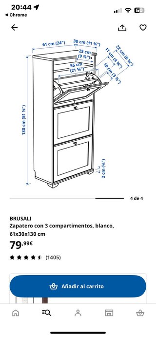Zapatero Ikea Brusali Blanco