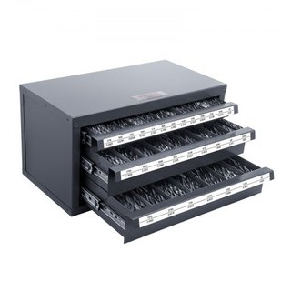 Gabinete Dispensador de Brocas, Gabinete Organizador de Brocas de Tres Cajones para 1.59 mm a 12.7 mm, Gabinete Organizador de Dispensador de Acero con Etiquetas, Dispensador Apilable para Almacen...