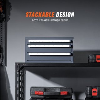 Gabinete Dispensador de End Mills, Gabinete Organizador de End Mills de Tres Cajones para 1/8" a 1", Gabinete Dispensador de End Mills de Acero con Etiquetas, Apilable de 29 Compartimentos para Al...