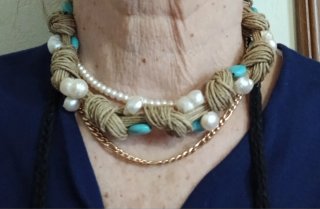Collana perle naturali e turchesi