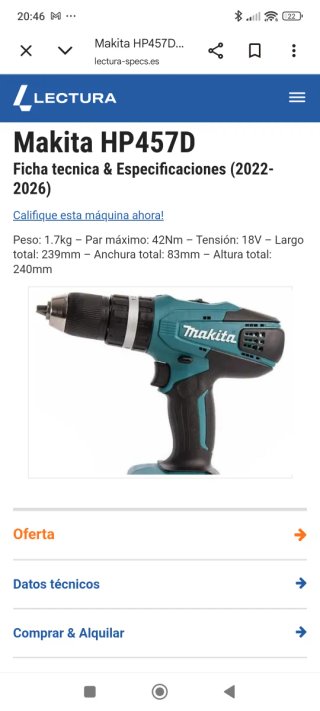 Taladro Makita HP457D