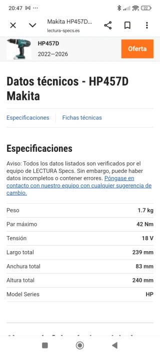 Taladro Makita HP457D