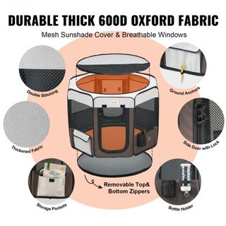 Parque para Mascotas Plegable, Parque para Perros Portátil de 36 pulgadas, Jaula para Cachorros, Perros, Gatos, Tela Oxford 600D Premium Impermeable, Con Cremallera Desmontable, para Uso en Interi...
