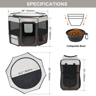 Parque para Mascotas Plegable, Parque para Perros Portátil de 36 pulgadas, Jaula para Cachorros, Perros, Gatos, Tela Oxford 600D Premium Impermeable, Con Cremallera Desmontable, para Uso en Interi...