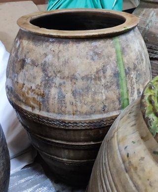 Tinaja barro vidriada antigua – decoración rústica