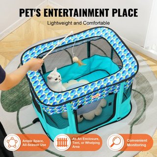 Parque para Mascotas Plegable, 32'' x 24'' x 22'' Parque Portátil para Perros, Jaula para Cachorros, Perros, Gatos, Tela Oxford 600D Impermeable, Con Cremallera Desmontable, para Uso en Interiores...