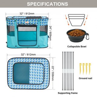 Parque para Mascotas Plegable, 32'' x 24'' x 22'' Parque Portátil para Perros, Jaula para Cachorros, Perros, Gatos, Tela Oxford 600D Impermeable, Con Cremallera Desmontable, para Uso en Interiores...