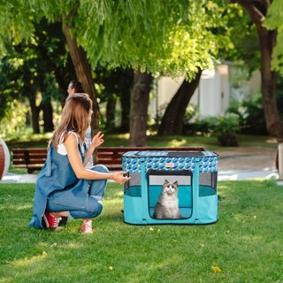 Parque para Mascotas Plegable, 32'' x 24'' x 22'' Parque Portátil para Perros, Jaula para Cachorros, Perros, Gatos, Tela Oxford 600D Impermeable, Con Cremallera Desmontable, para Uso en Interiores...