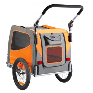 Remolque para Perros, Soporta hasta 30 kg, Carrito de Paseo para Mascotas 2 en 1, Transportador de Bicicleta, Estructura Plegable Fácil con Ruedas de Liberación Rápida, Acoplador Universal para Bi...