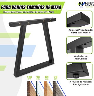 Patas metálicas negras para mesa de madera vidrio