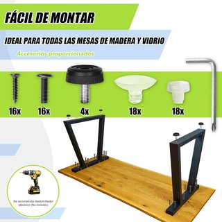 Patas metálicas negras para mesa de madera vidrio