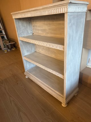 Estantería de madera gris blanca Tres estantes