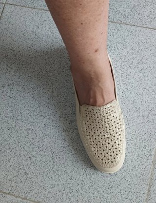 Zapatos Pitillos Beige y Dorado