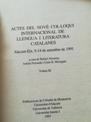 Actes del novè col·loqui de llengua i literatura