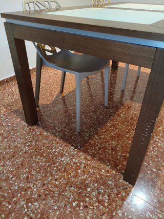Mesa de comedor Extensible de madera y cristal