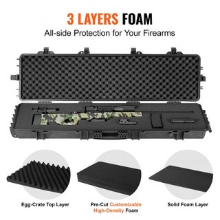 Funda para Rifle, Funda Dura para Rifle con 3 Capas de Espumas Totalmente Protectores, Funda Dura con Cerradura de 138 cm con Ruedas, Impermeable IP67 y a Prueba de Aplastamiento, para Dos Rifles ...