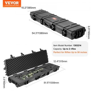 Funda para Rifle, Funda Dura para Rifle con 3 Capas de Espumas Totalmente Protectores, Funda Dura con Cerradura de 138 cm con Ruedas, Impermeable IP67 y a Prueba de Aplastamiento, para Dos Rifles ...