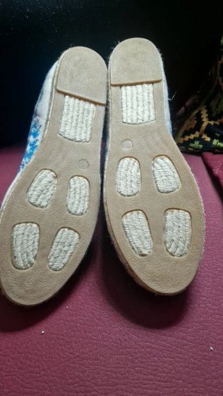 Alpargatas mujer loneta azul cordones