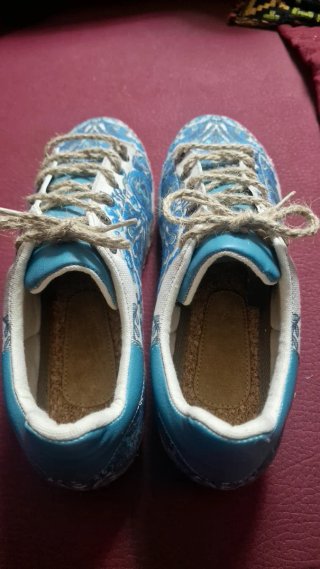 Alpargatas mujer loneta azul cordones