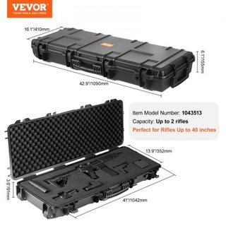 Funda para Rifle, Funda Dura para Rifle con 3 Capas de Espumas Totalmente Protectores, Funda Dura para Armas de 109 cm con Ruedas, Impermeable IP67 y a Prueba de Aplastamiento, para Dos Rifles o E...