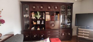 Mueble Salón Vintage Madera y Cristal