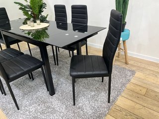 MESA CRISTAL TEMPLADO EXTENSIBLE + 6 SILLAS