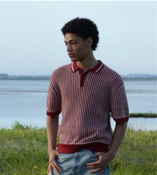 Polo punto rayas Pull&Bear granate talla L