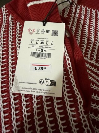 Polo punto rayas Pull&Bear granate talla L