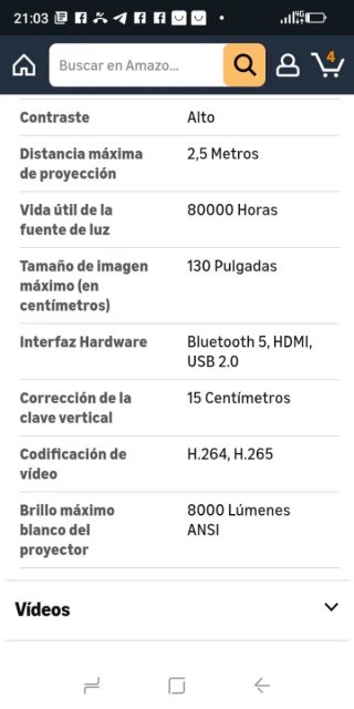Proyector Portátil SALANGE 1080P 4K