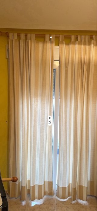 Cortinas Beige y Blancas (2 piezas)