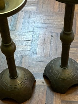 2 Candelabri Antichi da Altare di un Chiesa bronzo