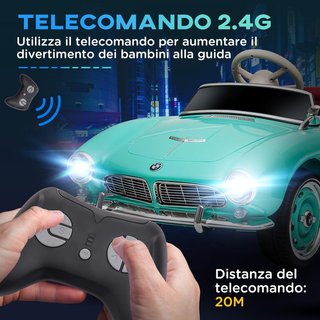 Coche para Niños de Doble Puerta Con Licencia BMW 507, Coche Eléctrico para Niños en PP y Acero Con Claxon, Música y Control Remoto, Verde