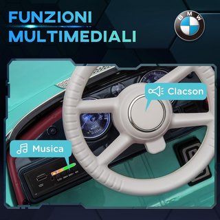 Coche para Niños de Doble Puerta Con Licencia BMW 507, Coche Eléctrico para Niños en PP y Acero Con Claxon, Música y Control Remoto, Verde