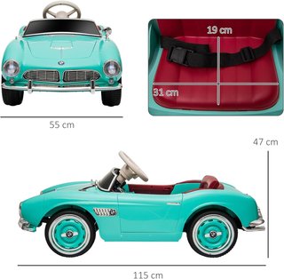 Coche para Niños de Doble Puerta Con Licencia BMW 507, Coche Eléctrico para Niños en PP y Acero Con Claxon, Música y Control Remoto, Verde