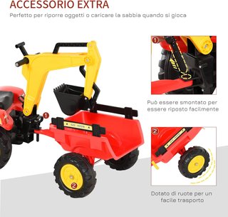 Excavadora de Juguete a Pedales, Caballito de Excavación para Niños con Palas y Volante, 179X42X59Cm Multicolor