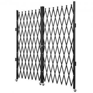 Puerta de Seguridad Plegable Doble, 382 × 214 cm (An × Al) Puerta Plegable W, Puerta de Seguridad de Acero en Acordeón, Puerta de Seguridad Expandible Flexible, Puerta de Barricada Rodante de 360°...