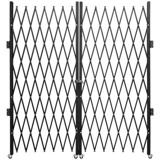 Puerta de Seguridad Plegable Doble, 382 × 214 cm (An × Al) Puerta Plegable W, Puerta de Seguridad de Acero en Acordeón, Puerta de Seguridad Expandible Flexible, Puerta de Barricada Rodante de 360°...