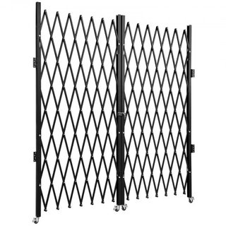 Puerta de Seguridad Plegable Doble, 382 × 214 cm (An × Al) Puerta Plegable W, Puerta de Seguridad de Acero en Acordeón, Puerta de Seguridad Expandible Flexible, Puerta de Barricada Rodante de 360°...