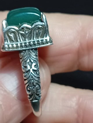 Anillo Plata Ley onix verde