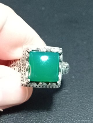 Anillo Plata Ley onix verde