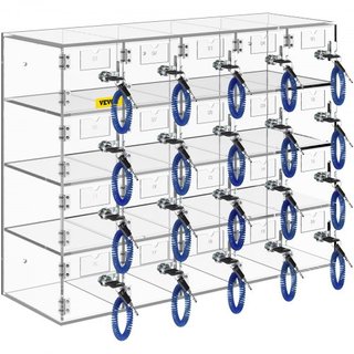 Taquilla para Teléfonos Móviles, 20 Compartimentos de Material Acrílico con Cerraduras y Llaves, Armario Montado en la Pared para Oficina, Aula, Gimnasio, Caja, Transparente