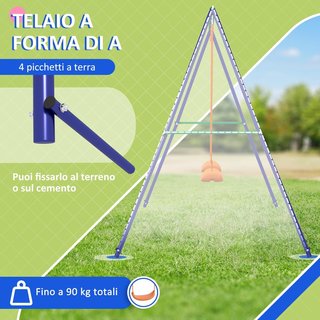 Columpio para Niños de 3-8 Años con 2 Asientos y 4 Estacas, Columpio Doble de Jardín de Metal y PP, 269X160X180 Cm, Multicolor