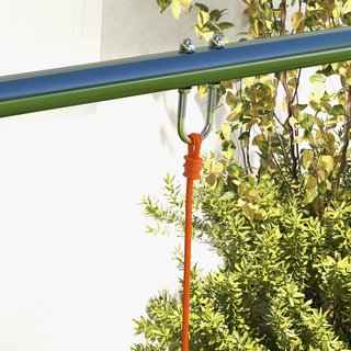 Columpio para Niños de 3-8 Años con 2 Asientos y 4 Estacas, Columpio Doble de Jardín de Metal y PP, 269X160X180 Cm, Multicolor