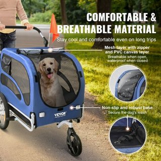 Remolque para Perros, Soporta hasta 100 lbs, Carrito de Paseo 2 en 1 para Mascotas, Transportador de Bicicleta, Estructura Plegable Fácil con Ruedas de Liberación Rápida, Acoplador Universal para ...
